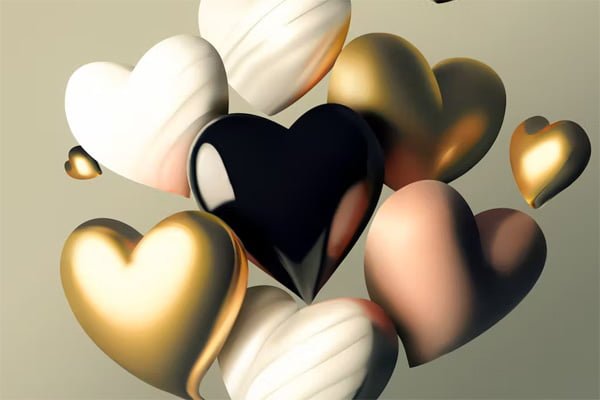 Flying 3D Hearts