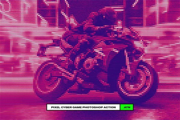 Pixel Cyber Game Photoshop Action