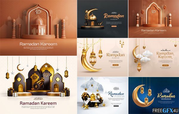 Ramadan Kareem Islamic Background Set Ramadan Kareem Islamic Background