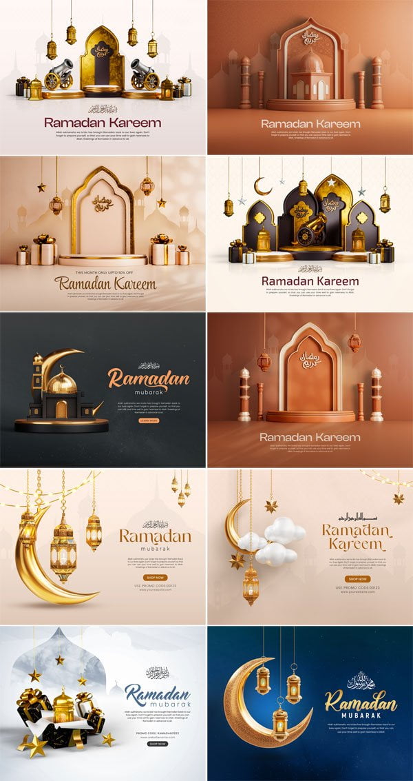 Ramadan Kareem Islamic Background Set Ramadan Kareem Islamic Background
