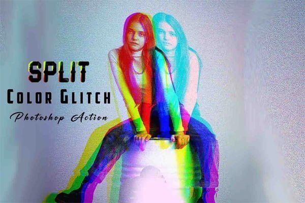 Split Color Glitch Photoshop Action Split Color Glitch Photoshop Action