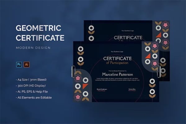 Geometric Pattern Certificate Template Geometric Pattern Certificate Template