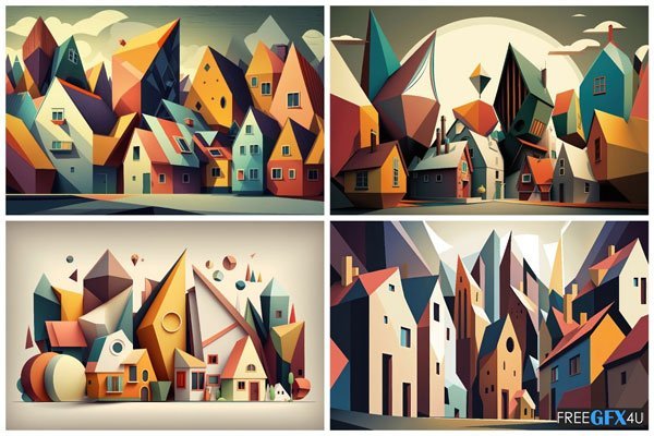 Geometric Village Wallpapers