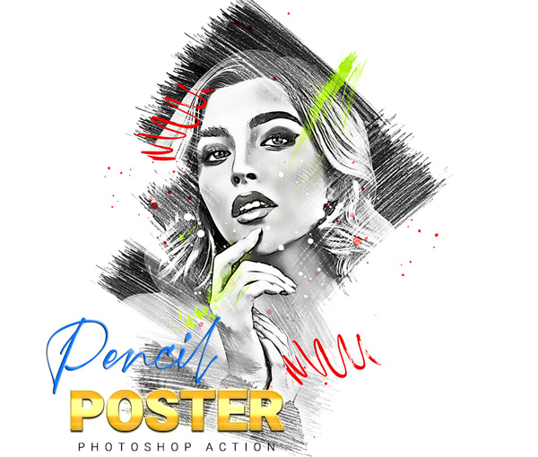 Pencil Poster Photoshop Action Pencil Poster Photoshop Action