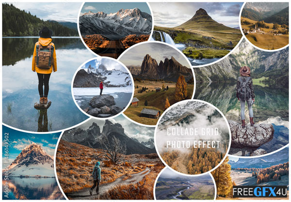 Photo Collage Circle Frame Mockup
