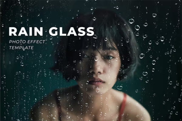 Rain on The Glass Photo Effect Mockup