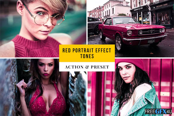 Red Portrait Effect Tones Action & Lightroom Preset Red Portrait Effect Tones Action & Preset