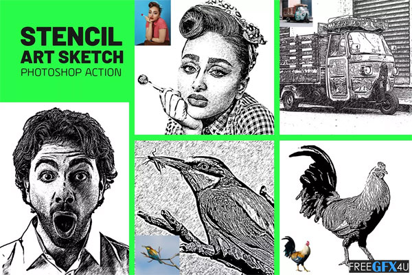 Stencil Art Sketch Photoshop Actions Stencil Art Sketch Actions
