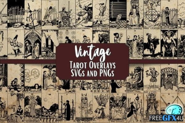 Vintage Tarot Card SVG and PNG Overlays Vintage Tarot Card PNG Overlays