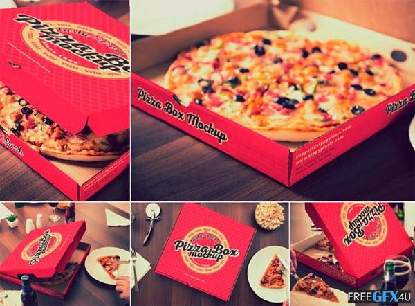 5 Pizza Packaging Mockups 5 Pizza Packaging Mockups