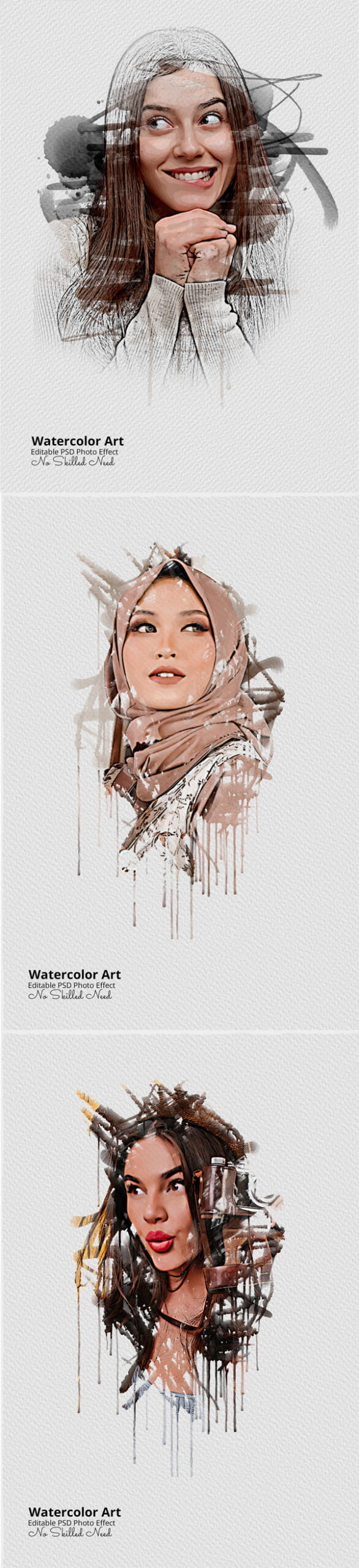 Editable Photo Watercolor Template