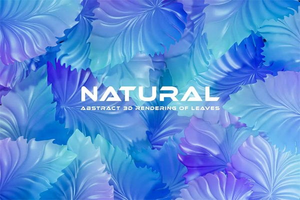Natural 3D Background With Blue Leaves