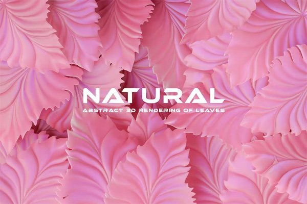 Natural 3D Background With Pink Leaves