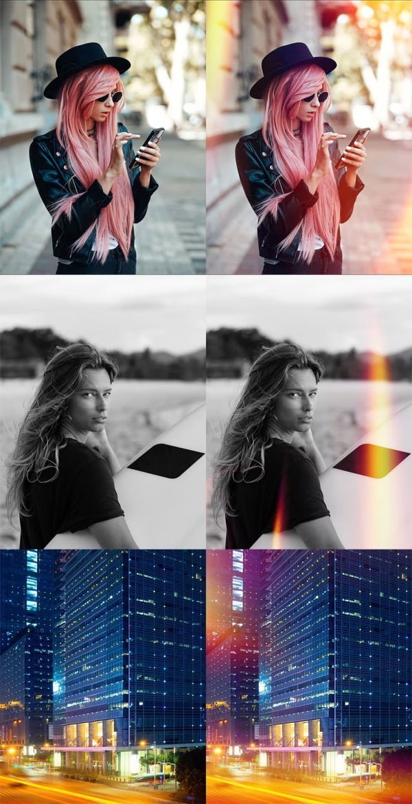 Firey Light Leak Kit 10 Brushes & 50 Overlays