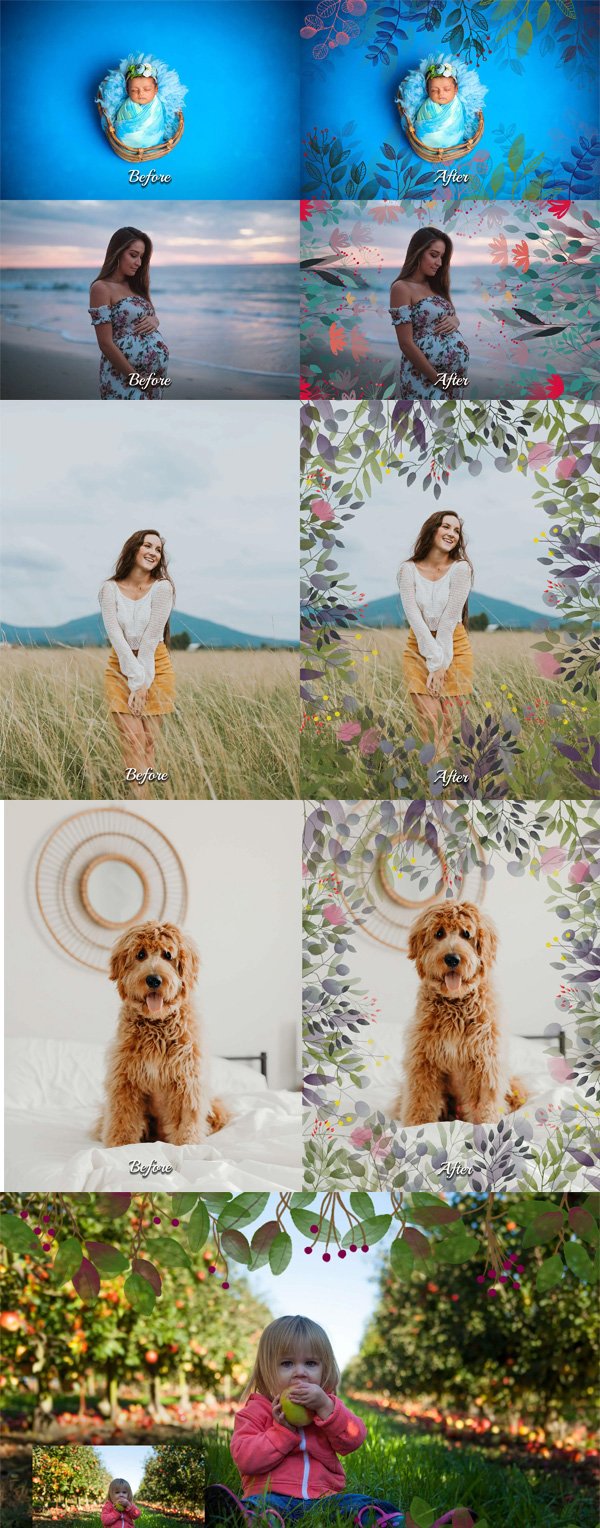 38 Watercolor Floral Border Photoshop Overlays 38 Watercolor Floral Border Photoshop Overlays