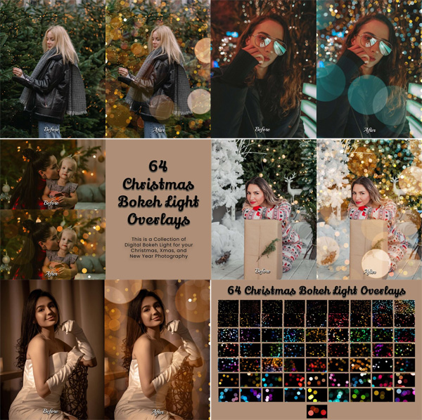 64 Christmas Bokeh Light Overlays 64 Christmas Bokeh Light Overlays