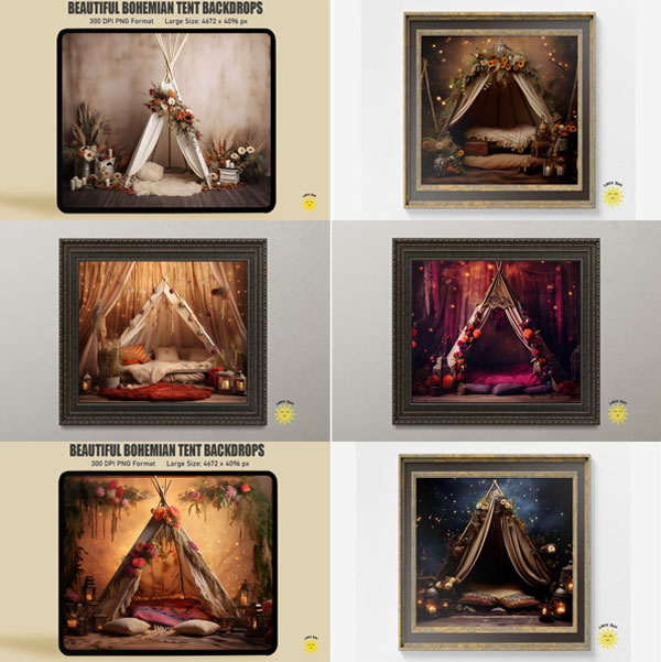 Beautiful Bohemian Tent Backdrops