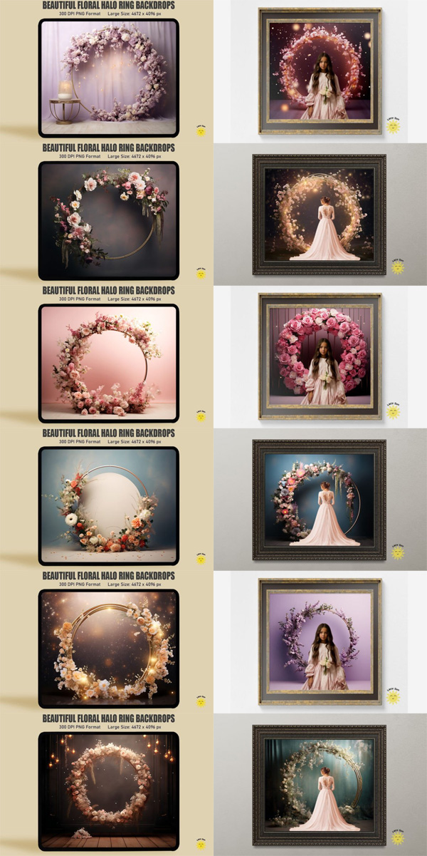 Beautiful Floral Halo Ring Backdrops