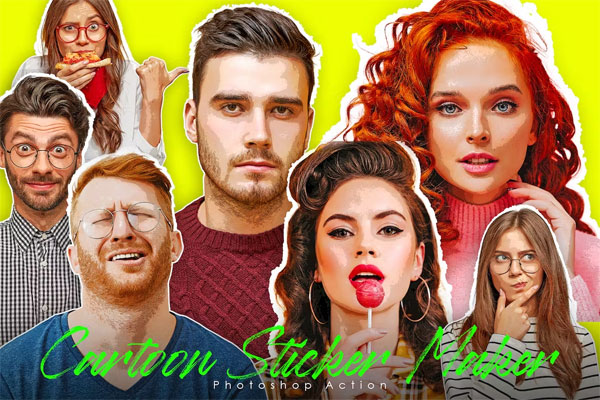 Cartoon Sticker Maker Photoshop Action