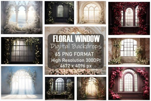 Floral Window Fine Art Backdrops Floral Window Fine Art Backdrops