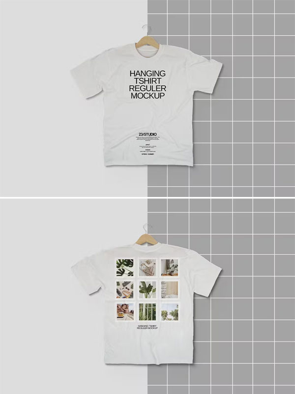 Hanging Regular T-Shirt Mockup Hanging Regular T-Shirt Mockup