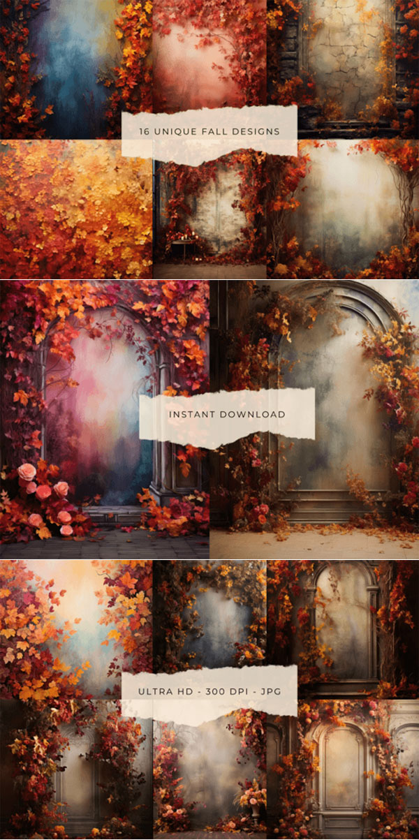 16 Autumn Falling Leaves Digital Backdrops 16 Autumn Falling Leaves Digital Backdrops