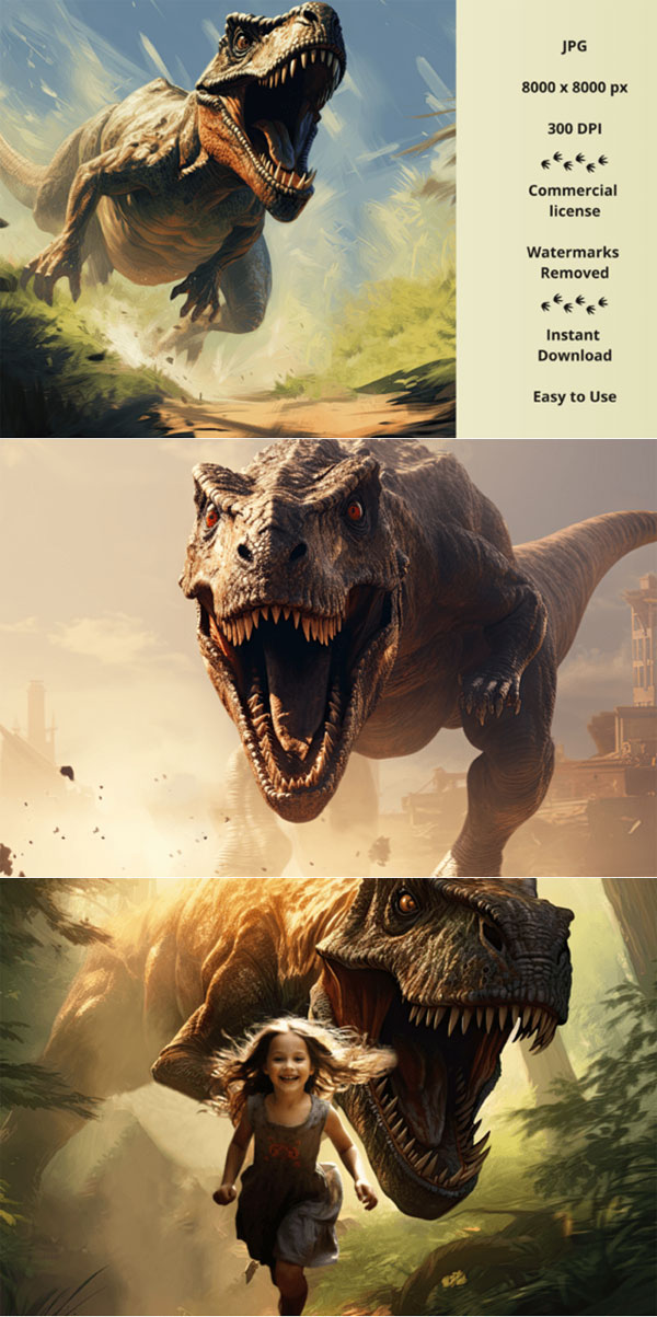 Dinosaur Chase Digital Backdrops