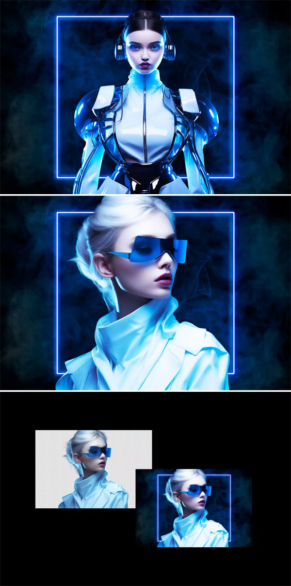 Neon Effect In Blue Shape Neon Effect In Blue Shape