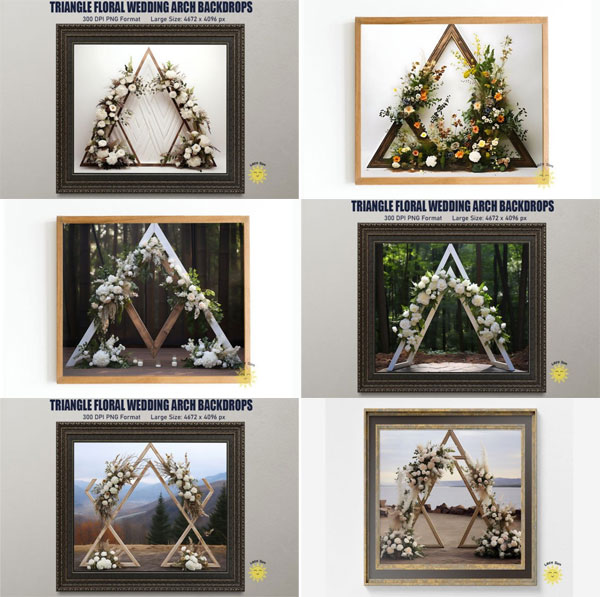 Triangle Floral Wedding Arch Backdrops