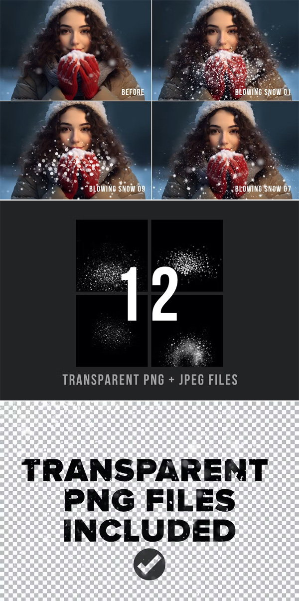 12 Realistic Blowing Snow Overlays 12 Realistic Blowing Snow Overlays