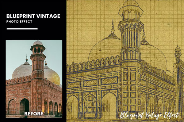 Blueprint Vintage Photo Effect Blueprint Vintage Photo Effect