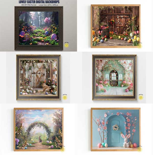 Lovely Easter Digital Backdrops