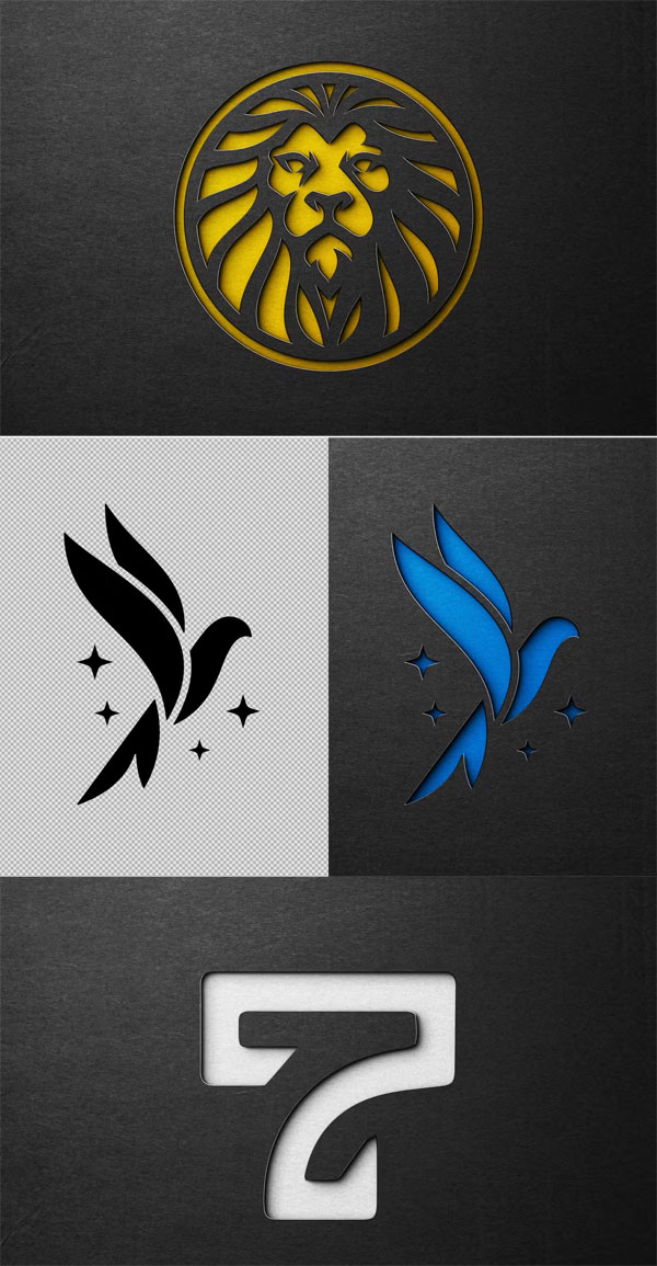 Luxury Pressed Cutout Black Paper Mockup