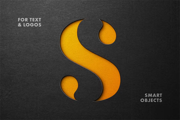 Luxury Pressed Cutout Black Paper Mockup
