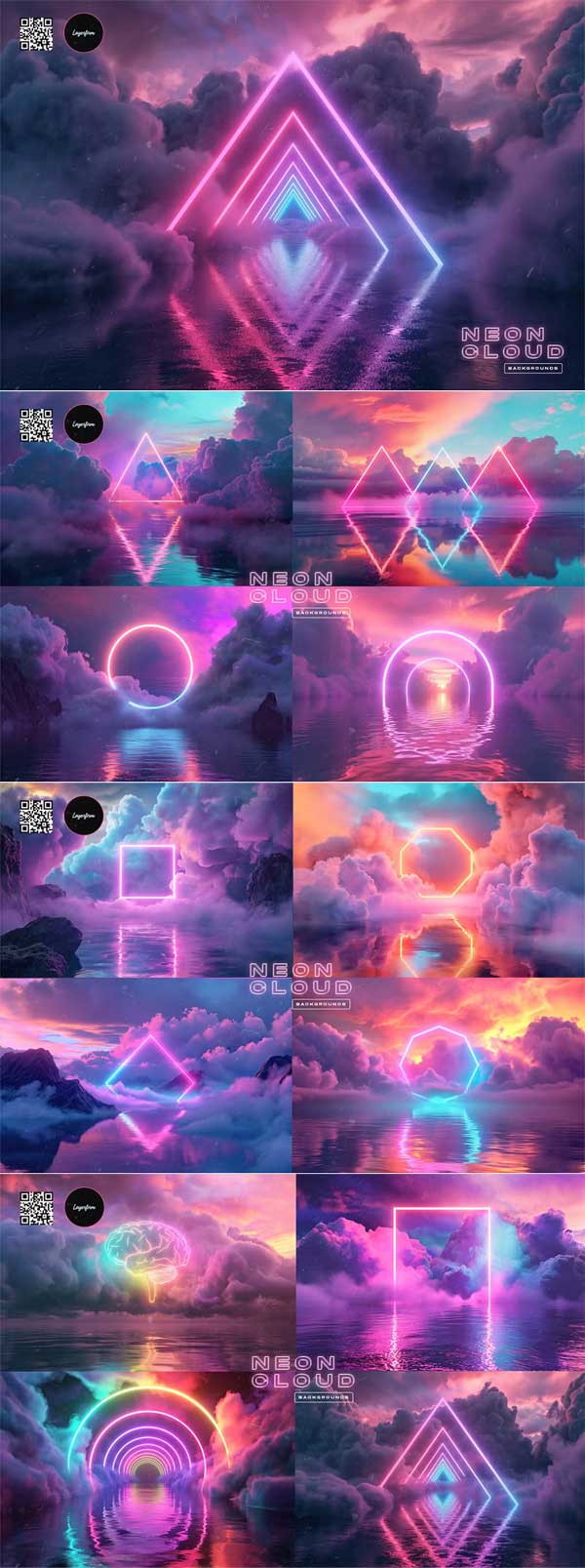 Neon Cloud Backgrounds Pack
