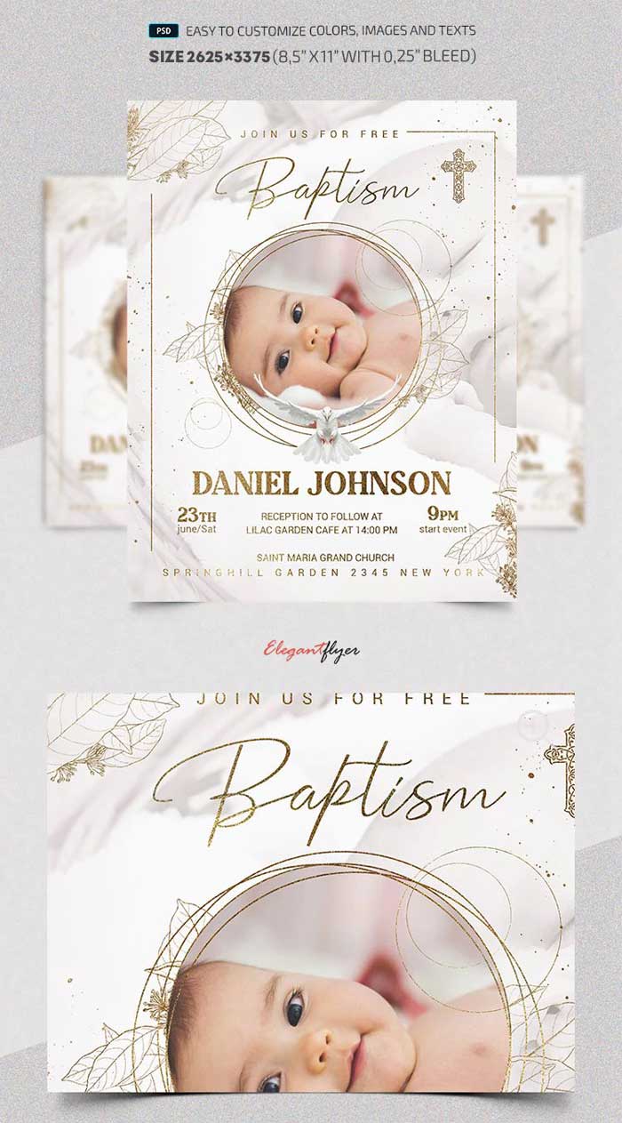Elegant Minimal Baptism Invitation Template
