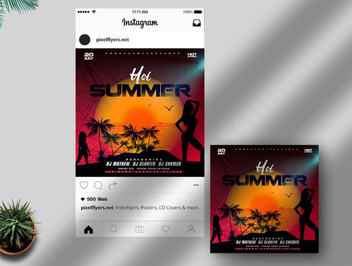 Hot-Colored Summer Party Instagram Banner Template