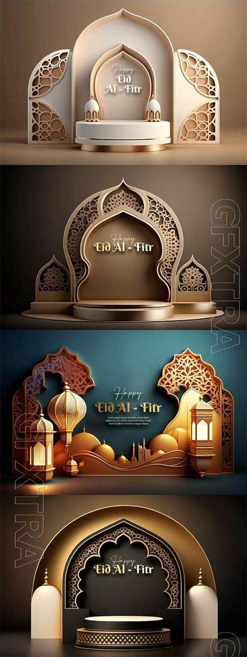 Luxurious PSD Podium In Islamic Style Eid Al-Fitr